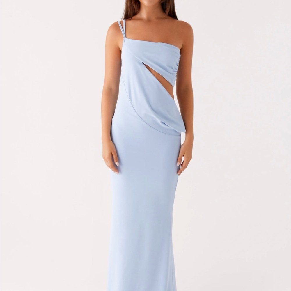 Peppermayo Light Blue One-Shoulder Maxi Dress